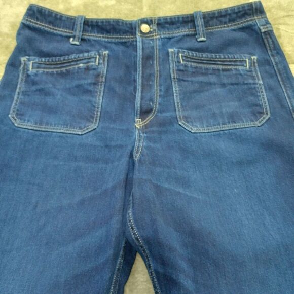 Free People We The Free Button Fly Flare Jeans 32 x 32 Night Sky Blue Trouser - Picture 2 of 16